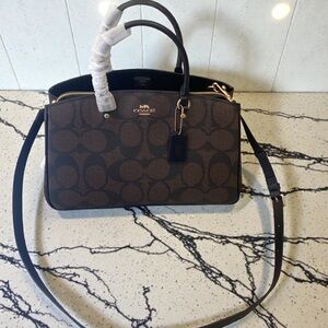 Coach Brown Signature Dome Satchel with Crossbody Strap